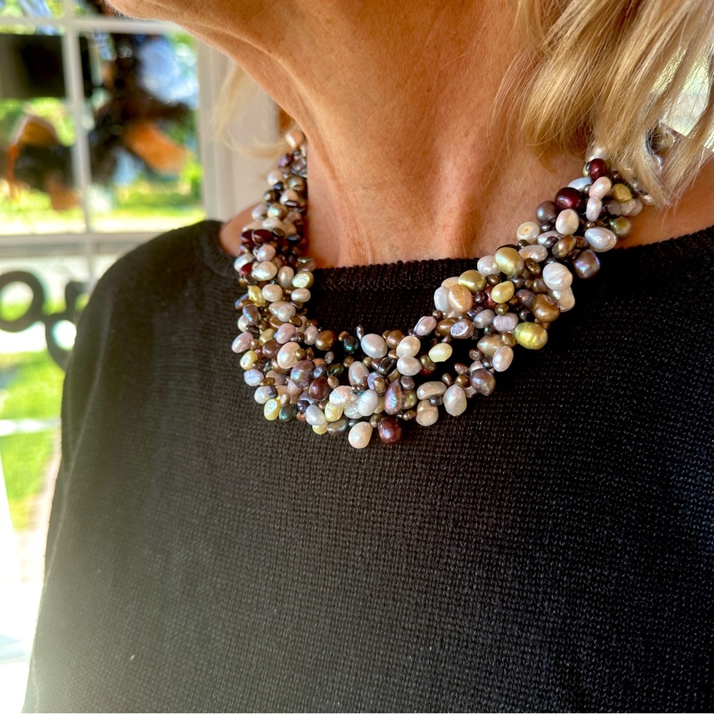 Six Strand Fresh Water Multi-color Pearl Necklace